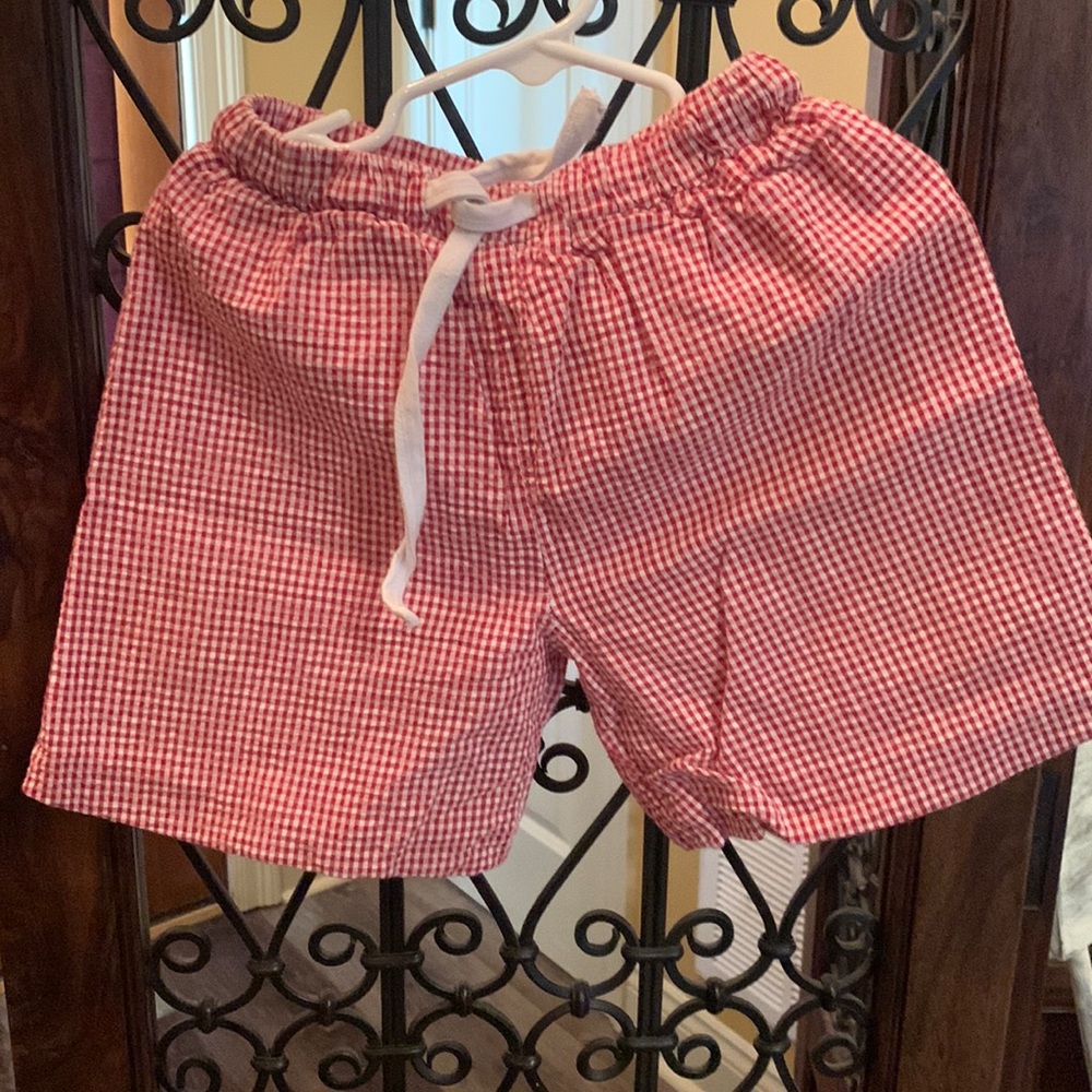 Boys gingham swim shorts. EUC